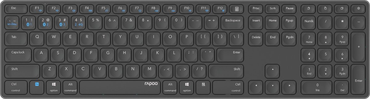 Rapoo Blade E9800M - Draadloos Toetsenbord - Full Size - Qwerty - Zwart