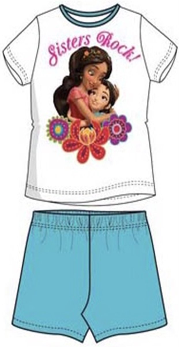 DISNEY Elena Avalor - Shortama - Kleur Wit/Turquoise Fuchsia - Maat 116 cm