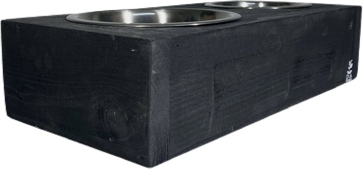 Voerbak steigerhout maat M Black Wash