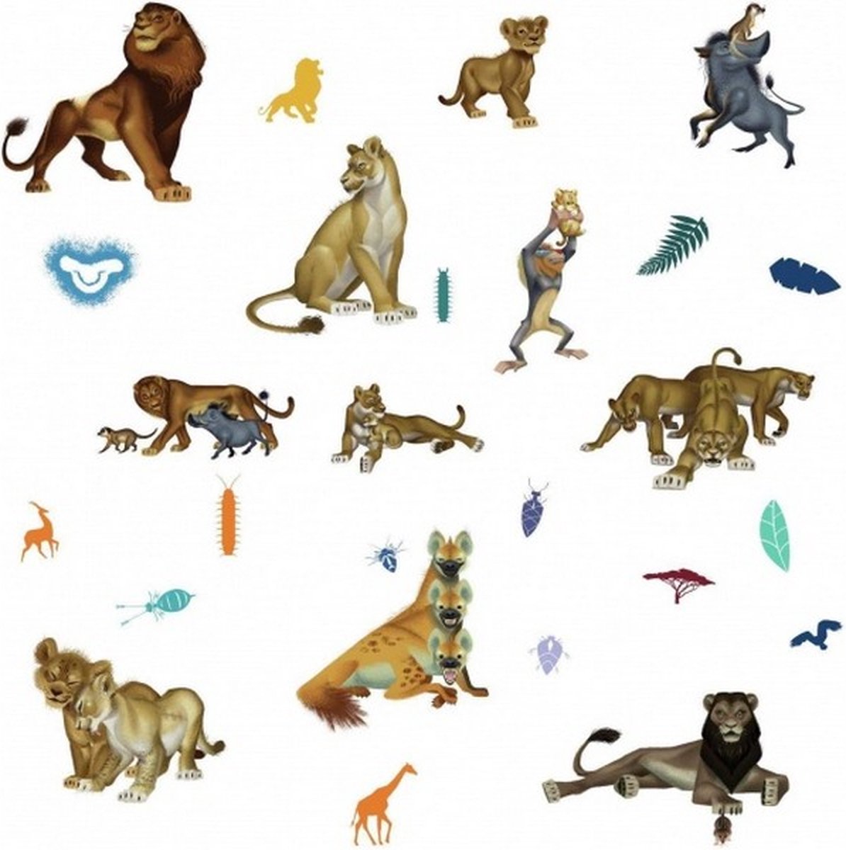 muurstickers The Lion King vinyl 26 stuks