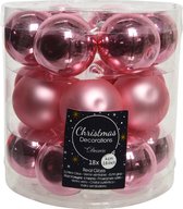 Decoris Kerstballen - 18 stuks - glas - roze - 4 cm