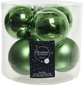 Decoris Grote kerstballen - 6x st - groen - 8 cm - glas - mat/glans - kerstversiering