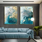 Soft water colour 60x90 + Black frame + plexiglass schilderij