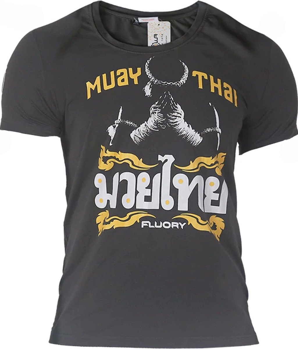 Fluory Mongkon Muay Thai Fighter T-Shirt Grijs maat XS