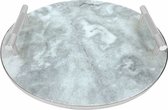 Dienblad Plateau marmer rond met handvaten 30 cm - wit