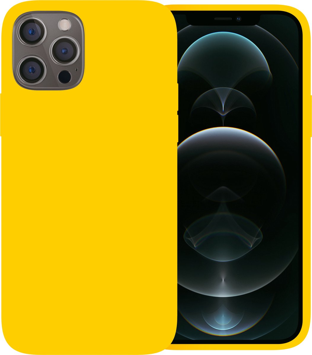 Ceezs telefoonhoesje geschikt voor Apple iPhone 12 / 12 Pro hoesje - silicone backcover - optimale bescherming - Geel
