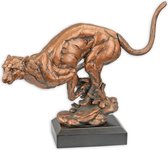 Resin beeld - Rennende luipaard - Dieren figuren - 24,2 cm hoog