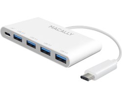 Macally UC3HUB4C 3.1 USB-C hub met 3 USB-A-poorten en één USB-C-laadpoort
