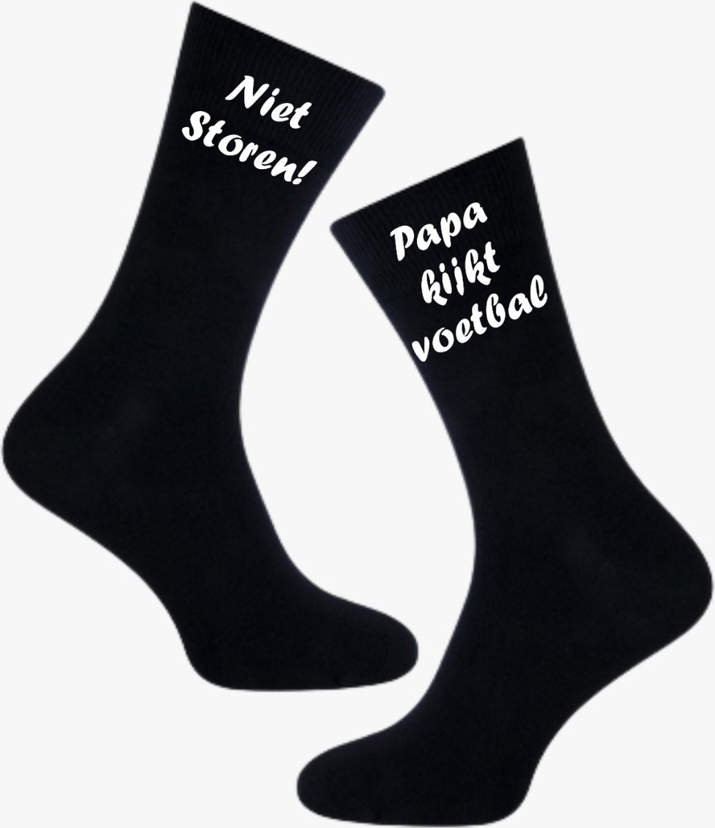 Niet storen Papa kijkt voetbal - paar sokken one size - zwart