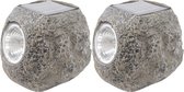 Lumineo Buiten spot solar verlichting - 2x - steen - LED - 10 x 12 cm