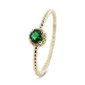 Silventi 9NBSAM-G220087 Gouden Ring - Dames - Zirkonia - Emerald Groen - 4 mm Doorsnee - 1,5 mm Breed - Maat 54 _ 14 Karaat - Goud