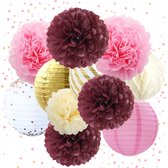Joya® Décoration de Fête Pompon et Lanterne Rose | Décoration | Anniversaire, anniversaire et mariage | Rose