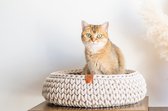 Sunny Baskets - Kattenmand gerecycled katoen handgemaakt beige - Maat M 36/38 cm doorsnede