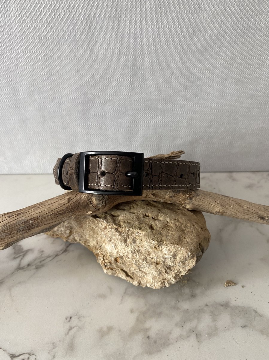 Halsband Taupe croco L