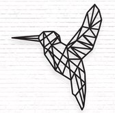 Geometrische Hummingbird | Kolibrie Vogel Wanddecoratie MDF Zwart - 67 x 57 cm
