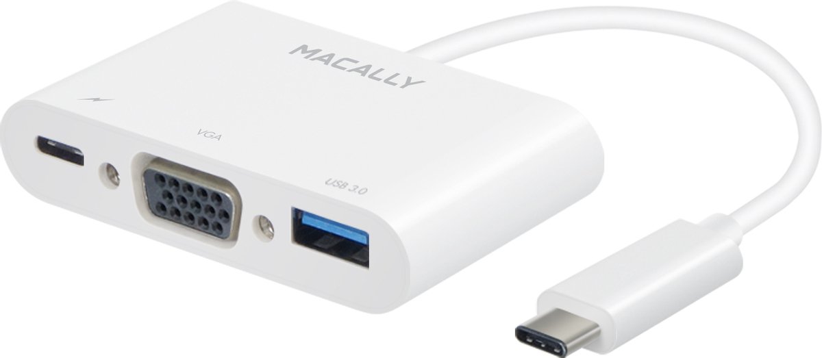 Macally UCVGA 3 in 1 USB-C to VGA/USB-A/USB-C multiport adapter