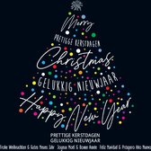 Kerstkaarten Tekst kerstboom - 10 stuks - met enveloppen