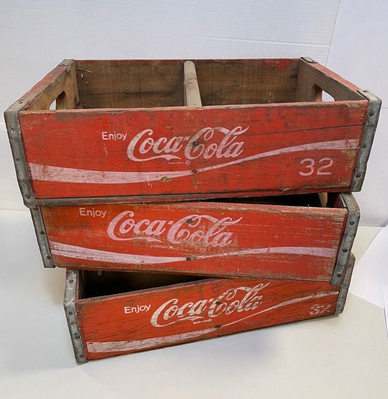 Originele Vintage Houten Coca-Cola Flessenkrat 2 Vakken (1 Stuks)