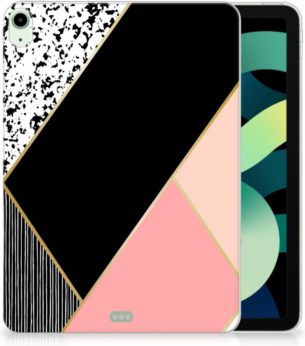 iPad Air (2020/2022) 10.9 inch Back Cover Zwart Roze Vormen