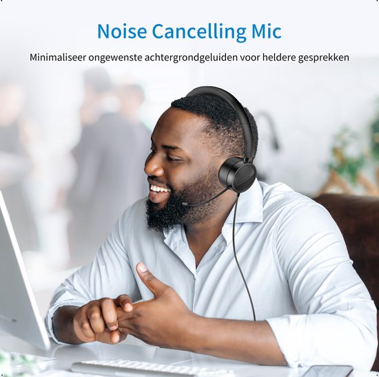 Headset Met Microfoon Voor Laptop En Telefoons – Noise Cancelling Koptelefoon Voor Studenten & Professionals - Avalue