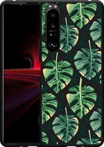 Sony Xperia 1 III Hoesje Zwart Palm Leaves Large Designed by Cazy