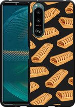 Sony Xperia 5 III Hoesje Zwart Frikandelbroodjes Designed by Cazy