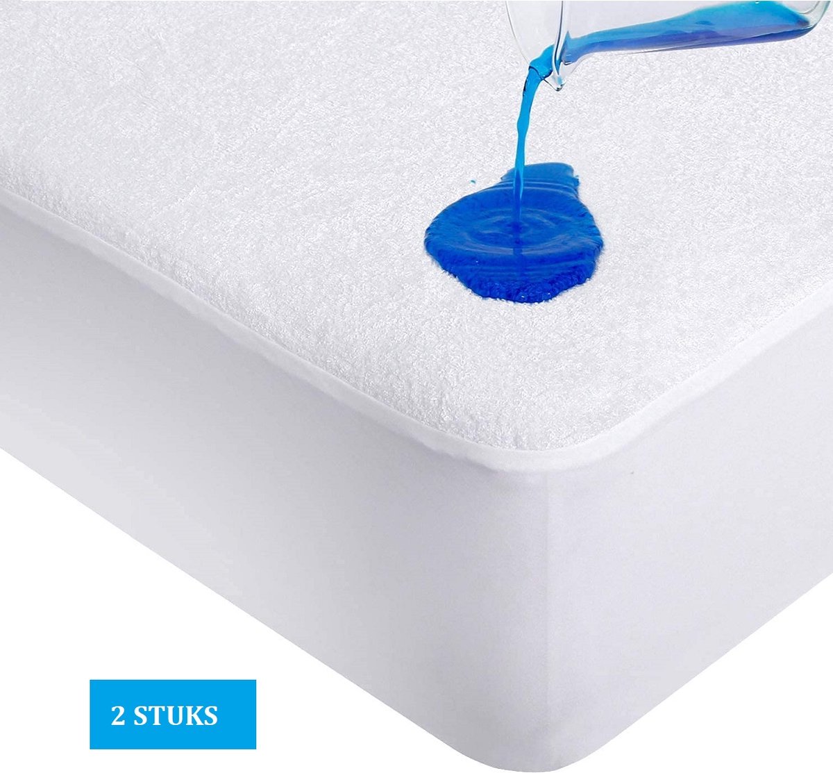 Ultracomfortabel Waterdichte Princess Matrasbeschermer Hoeslakenbadstof Matrasbeschermhoes- Incontinentie-Ademend-Zacht-Geruisloos-Antibacteriëel-Öko-Tex gecertificeerd-100% Veilig-Rondom Elastiek-Machine wasbaar- 80x200-cm Set van 2-Stuks-Wit