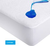 Deze vernieuwde Waterdicht Matrasbeschermer-Hoeslakenbadstof-Antibacteriëel-Rondom Elastiek is de ideale oplossing voor het beschermen van je matras tegen vloeistoffen-Wit - 80x200-cm Set van 2-Stuks