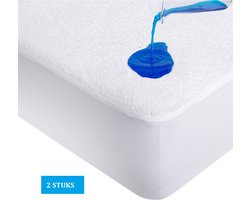 Ultracomfortabel Waterdichte Princess Matrasbeschermer Hoeslakenbadstof Matrasbeschermhoes- Incontinentie-Ademend-Zacht-Geruisloos-Antibacteriëel-Öko-Tex gecertificeerd-100% Veilig-Rondom Elastiek-Machine wasbaar- 80x200-cm Set van 2-Stuks-Wit