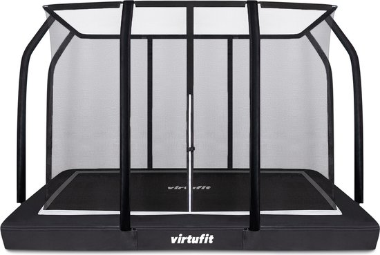 VirtuFit Premium Inground Trampoline met veiligheidsnet - Rechthoek - Zwart - 213 x 305 cm