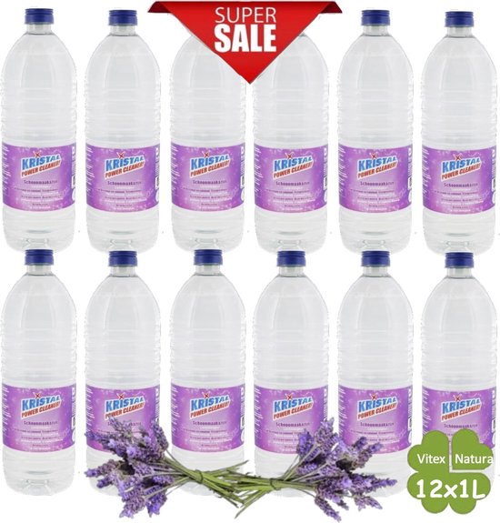 Lavendel Azijn 12x1L Bio schoonmaakmiddelen AKTIE pakket. Milieu vriendelijk, duurzaam, spaarzaam.