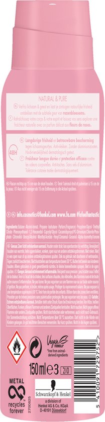 Fa Natural & Pure Rose - Deodorant Spray - Voordeelverpakking - 6 x 150 ml - Fa