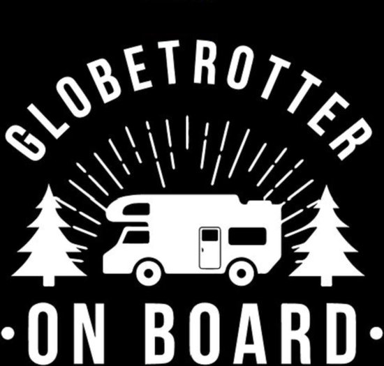 Autocollant camping-car Globetrotter à bord - Autocollants drôles