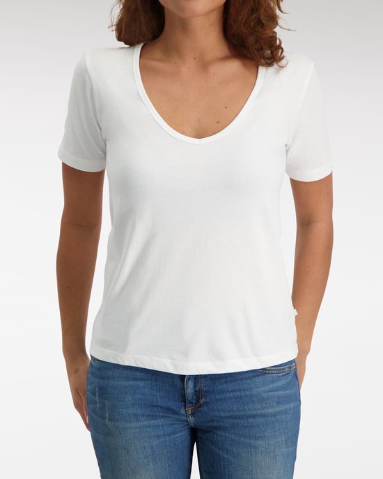 T-shirt ample col V MC - White - Claesen's®