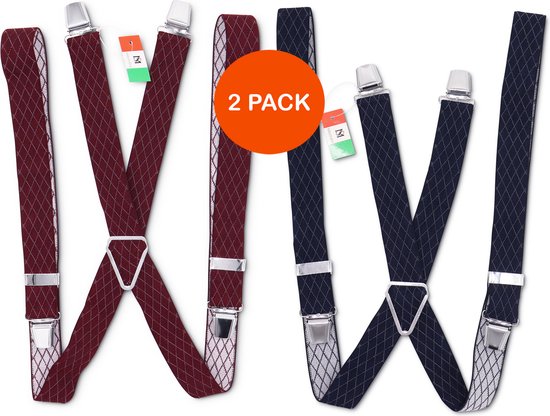 Hisdern Herenbretels met sterke metalen clips, vlinderdas, vestzakdoekje, verstelbare bretels met bloemenmotief, elastische Y-stijl voor broek, Eén maat
