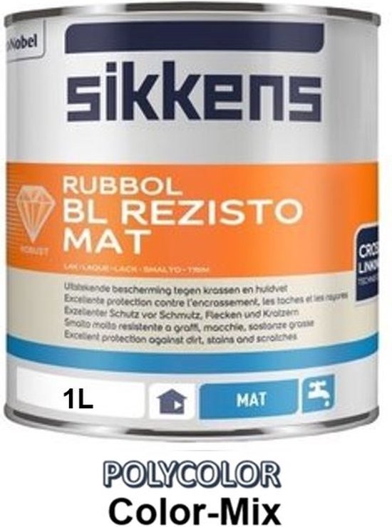 Foto: Sikkens rubbol bl rezisto mat watergedragen binnenlak extreem sterk 1 l ral 9003 signaalwit