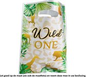 10x Uitdeelzakjes Wild One 16.5 x 25 cm - Giraf - Leeuw - Olifant - Aap - Vogel - Jungle - Savanne - dieren - Cellofaan Plastic Traktatie Kado Zakjes - Snoepzakjes - Koekzakjes - Koekje - Cookie Bags