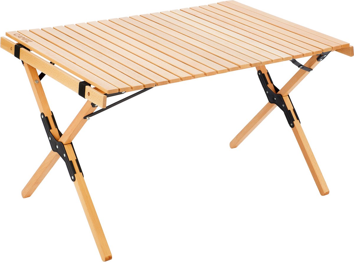 CAMPZ Beukenhouten uitrolbare tafel 90x60x53cm, bruin