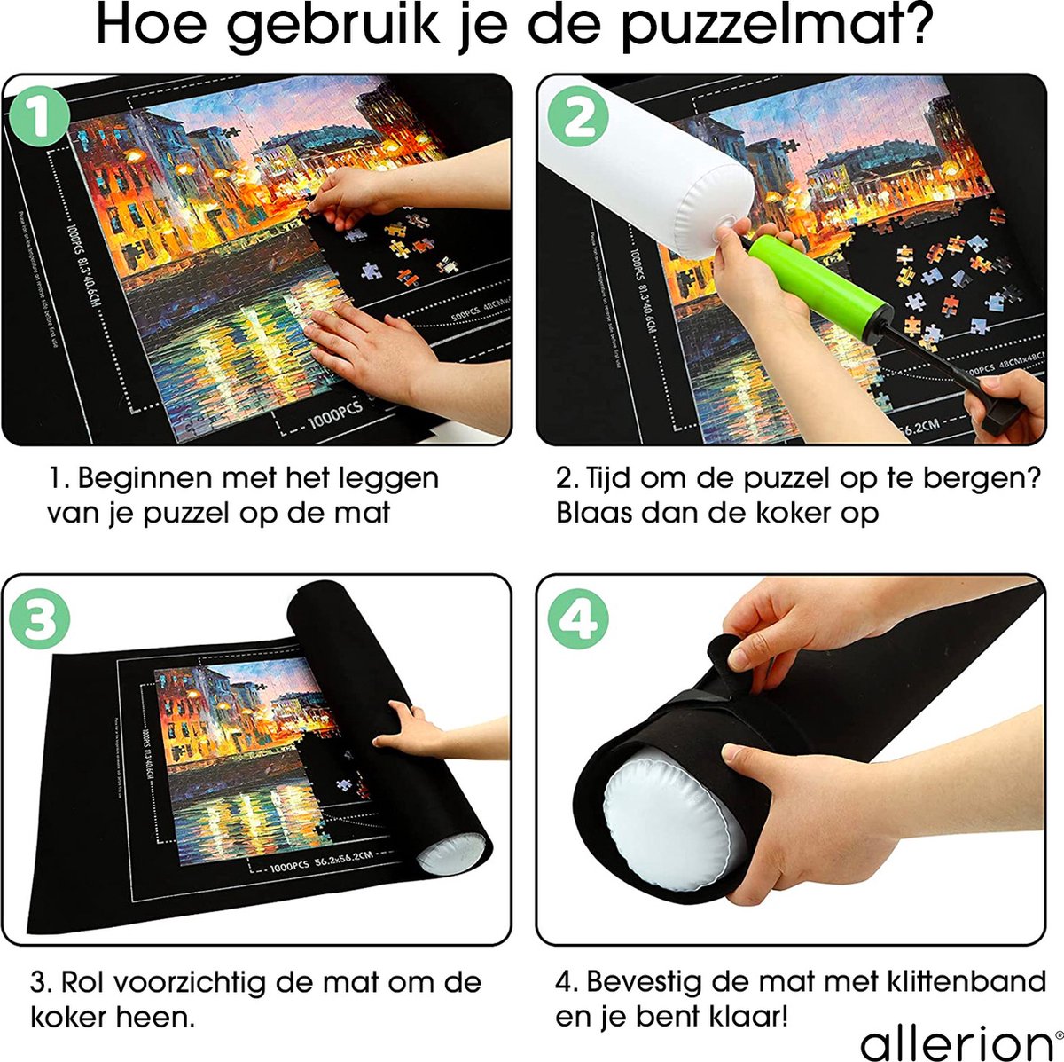 Allerion Puzzelmat - 66cm x 115cm - Oprolbaar - Inclusief opbergkoker en accessoires — cadeau in Hobby - foto 4
