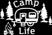 Autocollant camping-car Camp life 1 - Autocollants drôles de voiture - Autocollant Camper -car - Accessoires auto - Autocollants adultes - 12 x 17 cm - Wit - 195