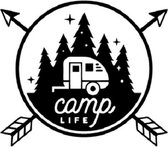 Autocollant Camp Life Camper - Autocollants drôles de voiture - Autocollant Camper - Accessoires auto - Autocollants adultes - 13 x 14 cm noir - 193