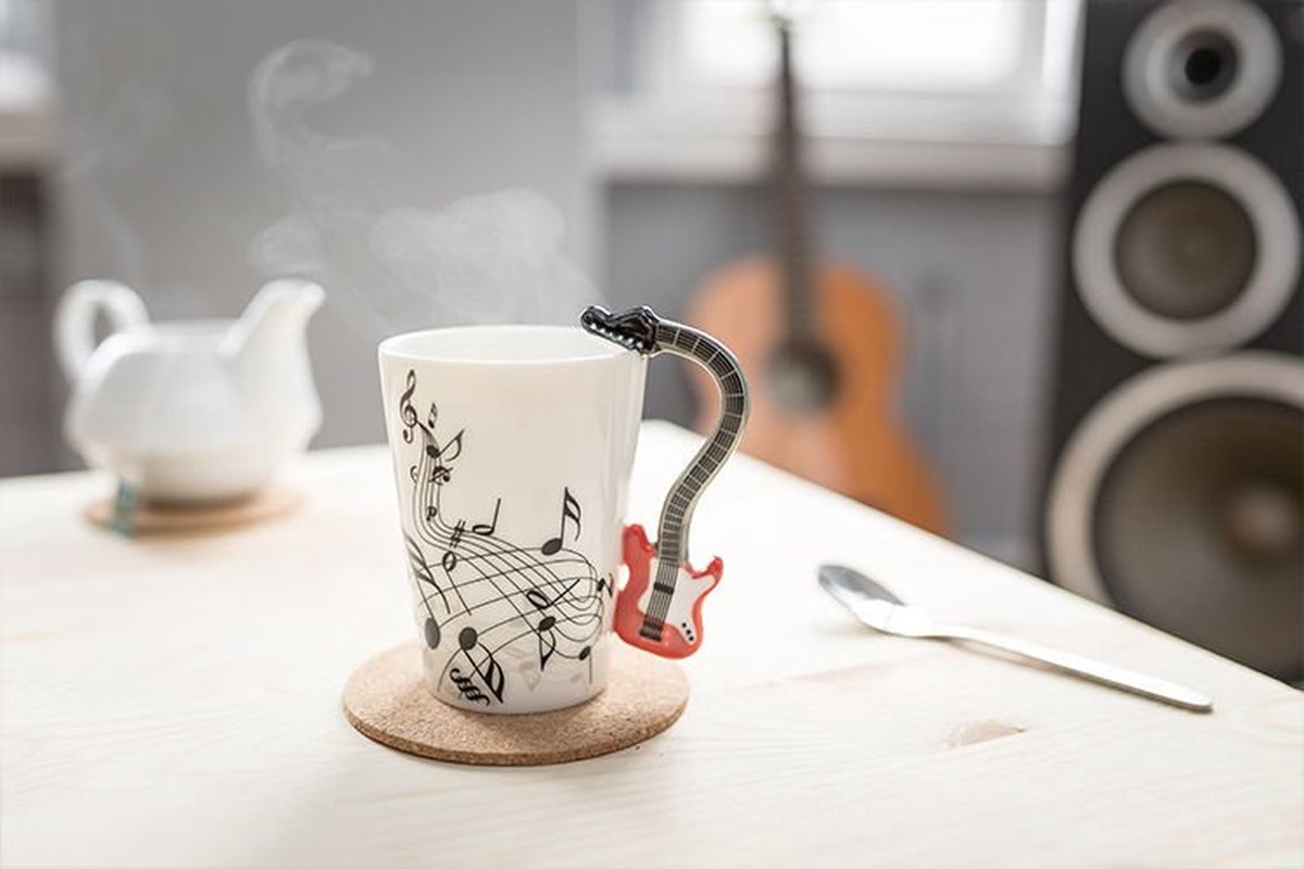 Keramiek mok, beker Gitaar Rood