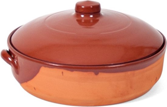 Foto: Stenen ovenschaal braadpan met deksel salamanca 28 cm terracotta ovenschalen braadpannen