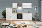 Goedkope keuken 270  cm - complete keuken met apparatuur Merle  - Eiken/Wit - soft close - keramische kookplaat    - afzuigkap - oven    - spoelbak
