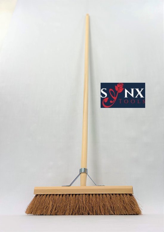 Synx Tools Coco Bezem Binnen -40 cm - Zachte bezems - Zaalveger - Bezemsteel - Besem Veger - Tuin - Schoonmaken - Zachte binnen bezem Met steel 150cm