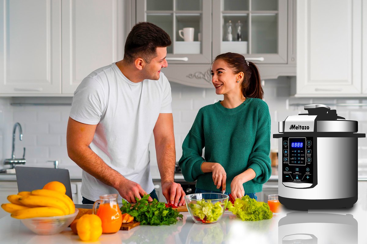 MELTAZO Multicooker, 6L, 14-in-1 Elektrische Snelkookpan met LED Touch Screen, Pressure Cooker Electrisch, Electric Pressure Cooker, Multicuiseur, Multi cooker, Rijstkoker, Yoghurtmaker, Slowcooker, Soepmaker, Stomer (RVS/Zwart) thumbnail 5