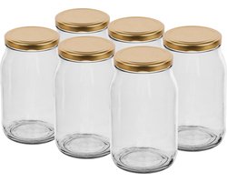 Puurmaken glazen potten 900ml twist-off met gouden deksel 6 stuks