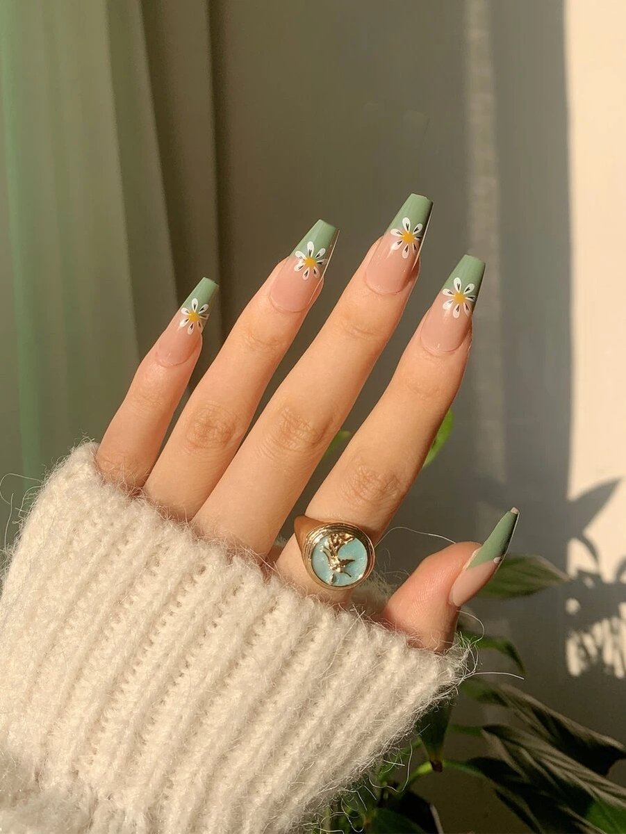 Goedkoopste 24 stuks kunstnagels met bloemmotief - nepnagels - plaknagels