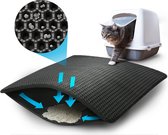 Opvouwbare Kattenbakmat - Dubbele laag - 65 x 45 cm - Honingraatdesign -  Waterdicht - Grit opvanger - Schoonloopmat - Cat Litter Opvang Tray - Groot Formaat - Zwart