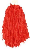 2x Stuks cheerball/pompom rood met ringgreep 28 cm - Cheerleader verkleed accessoires